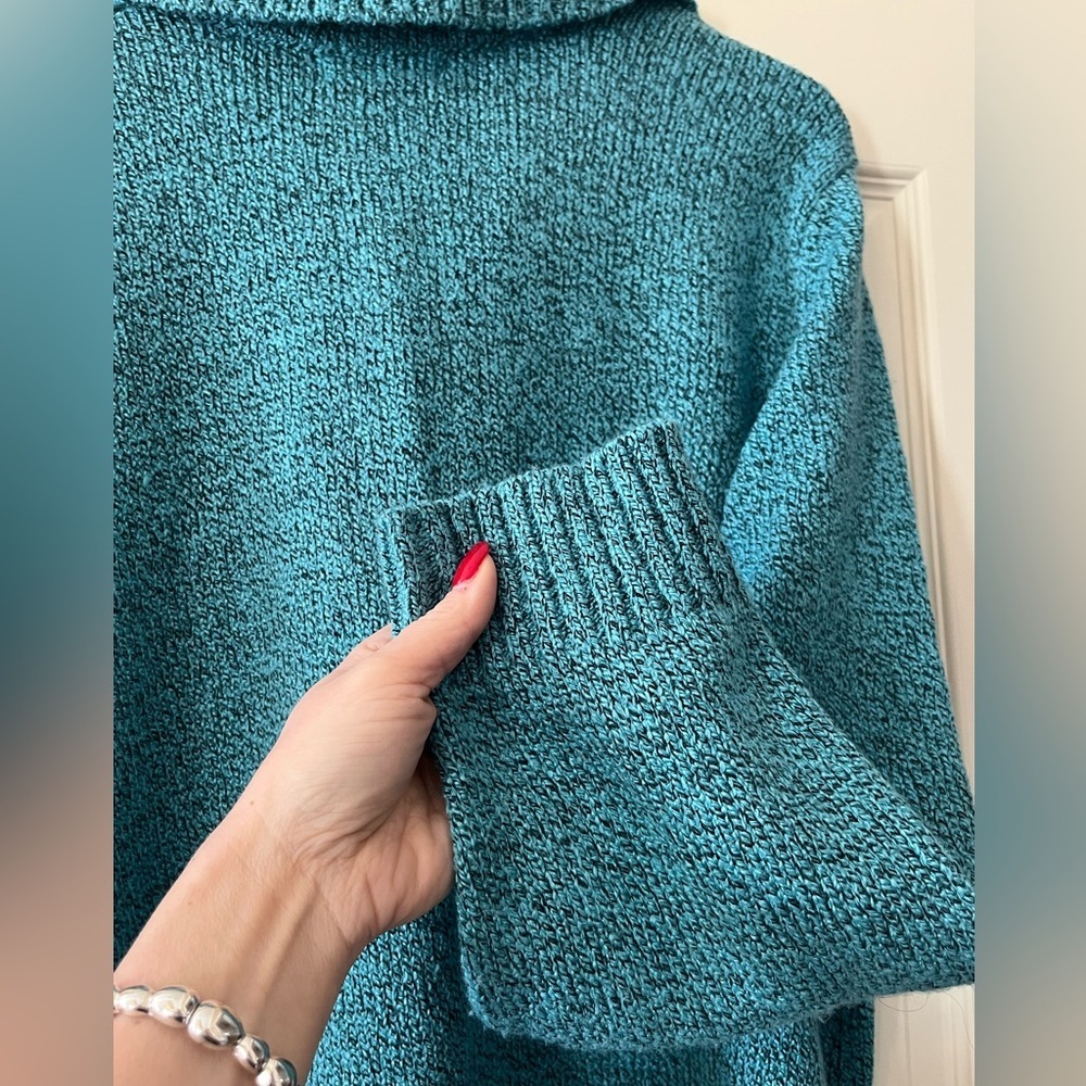 Rebecca Malone Turquoise Knit Collared Sweater Women’s Size XL - Picture 2 of 14